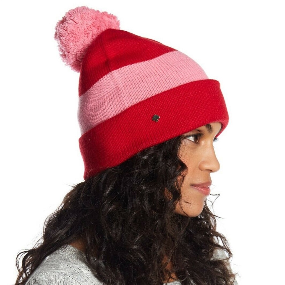 Kate Spade ♠️ colorblock beanie hat - Picture 2 of 5